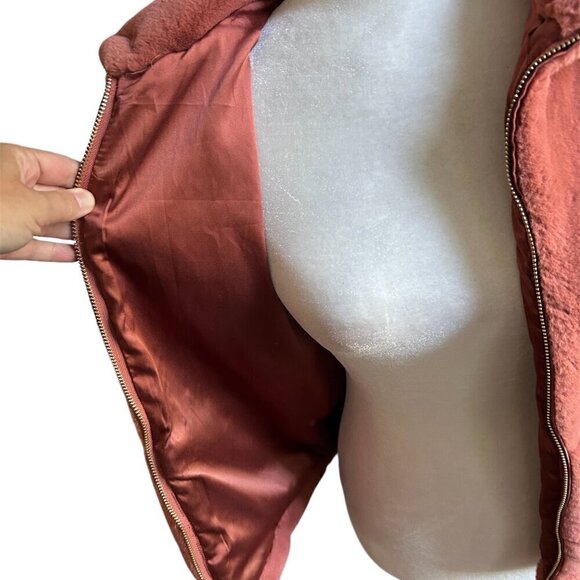 FOREVER 21 GIRLS Cinammon Coloured Faux Fur Cropped Zippered Fall Jacket US S - Picture 5 of 7